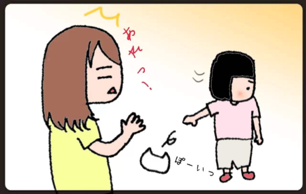 娘はぬいぐるみをちょっとだけ見た後、ポイッと放り投げてしまいました