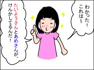 太陽と雨がけんかしているという娘