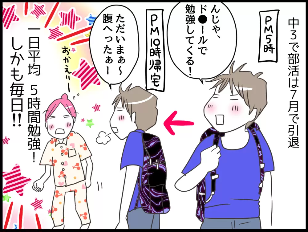毎日約5時間も勉強して帰ってくる息子に驚く母の様子