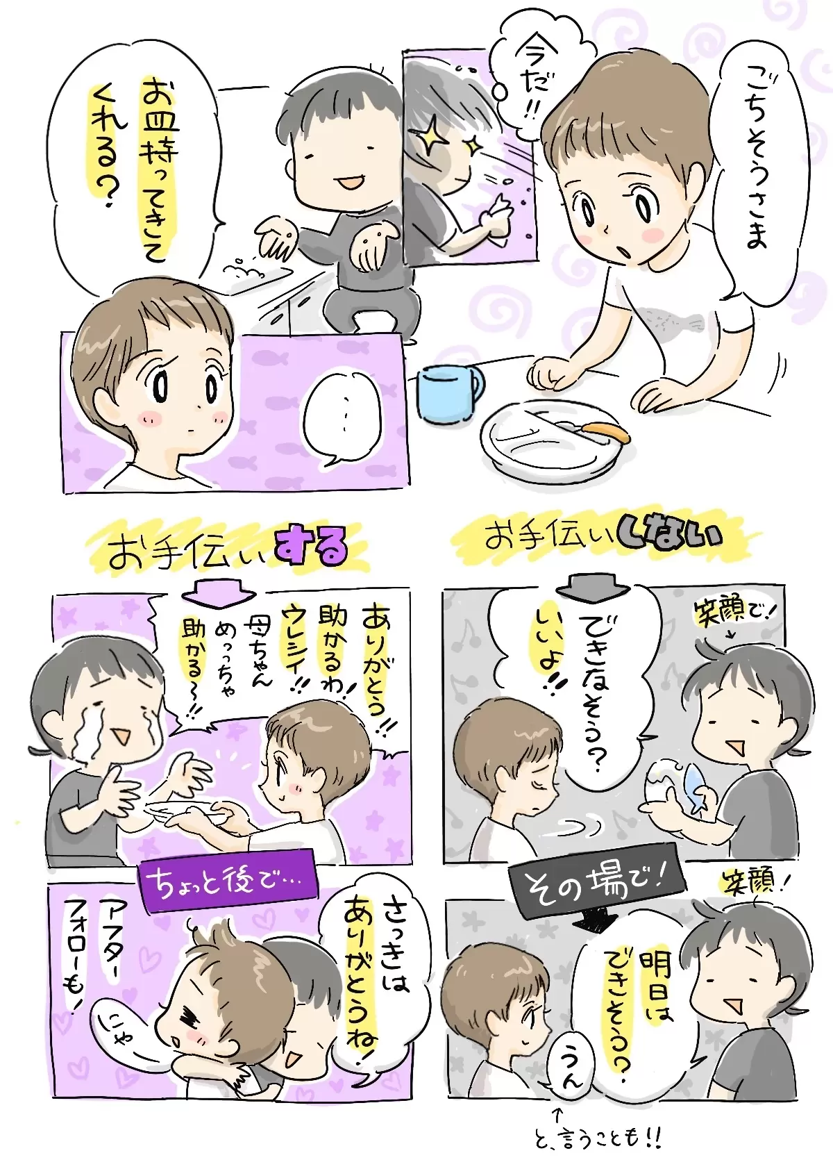 お手伝いを嫌がっても笑顔