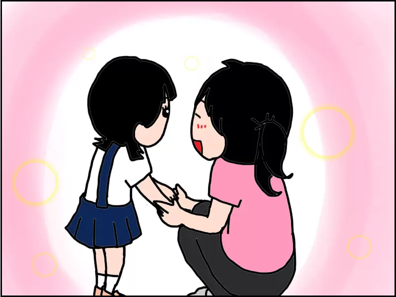 幼稚園時代のあーさんと先生。