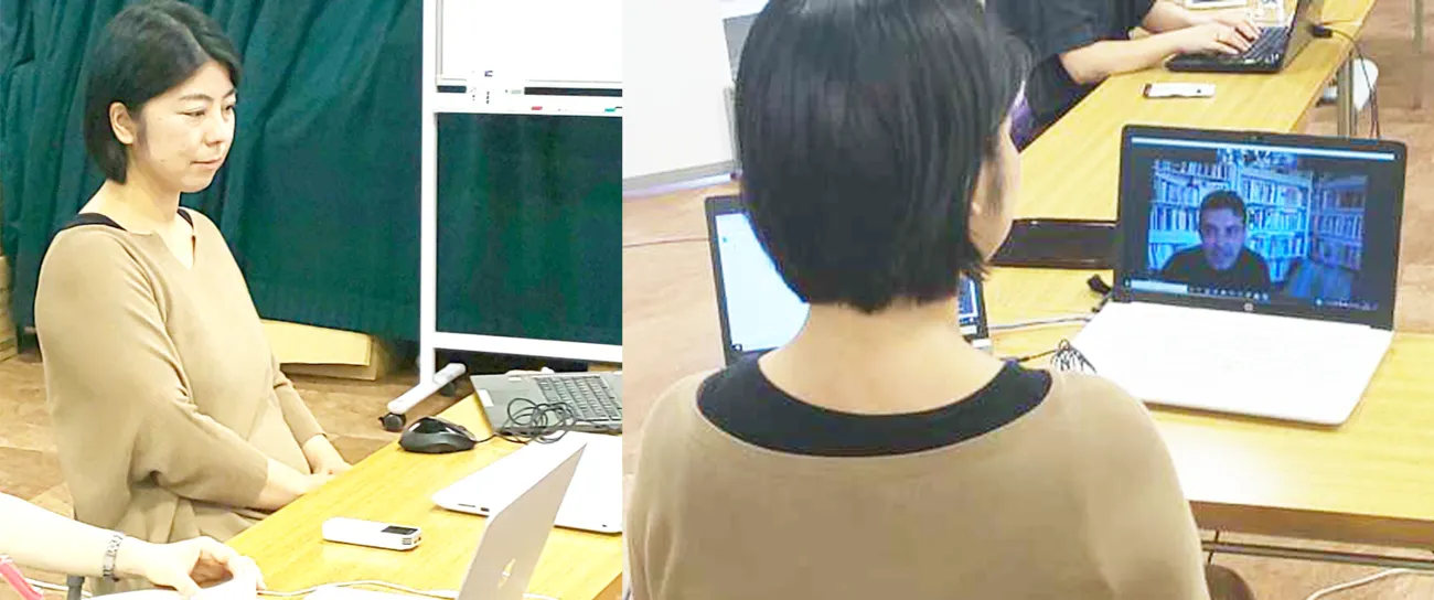 オンラインでインタビューを行う様子