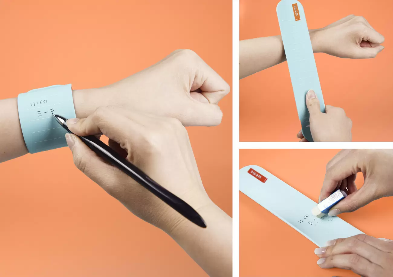 腕に巻いて使用できるメモ「wemo®」