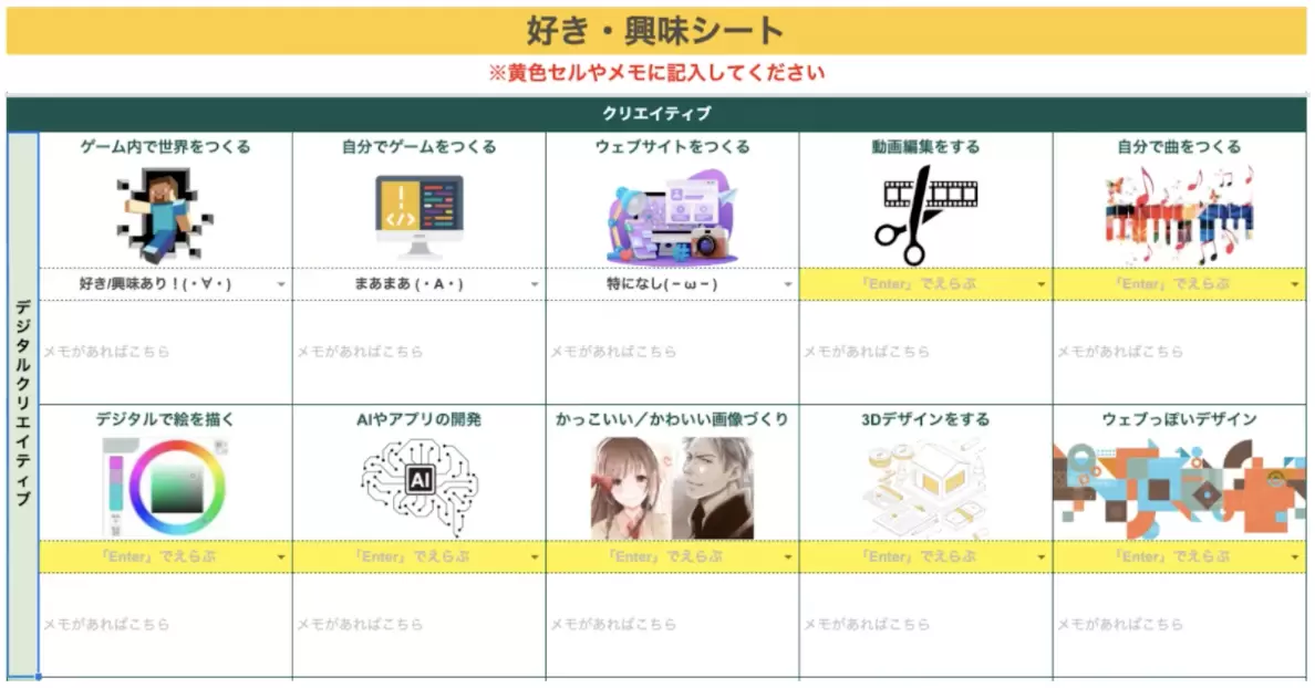 「好き・興味シート」で、どんなことに好きの芽があるかを確認
