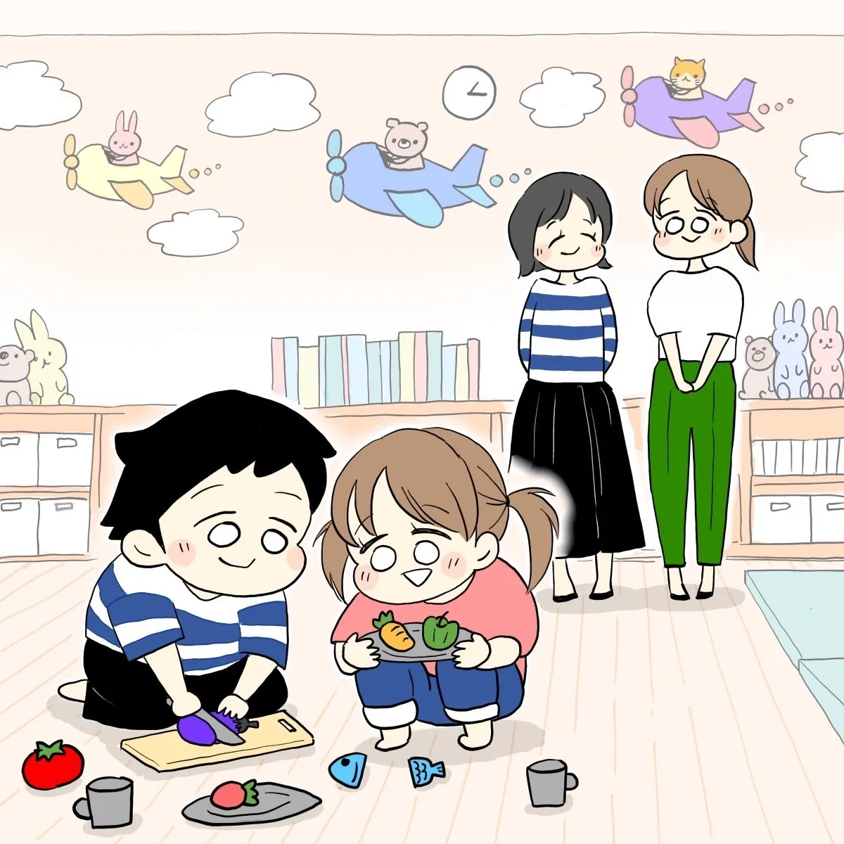 児童館でお友達と遊ぶ娘