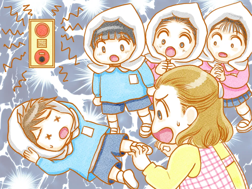予告なしの避難訓練が行われた日、突然の大きな音と状況に息子は大パニックになってしまい、ひきつけを起こして倒れてしまいました。