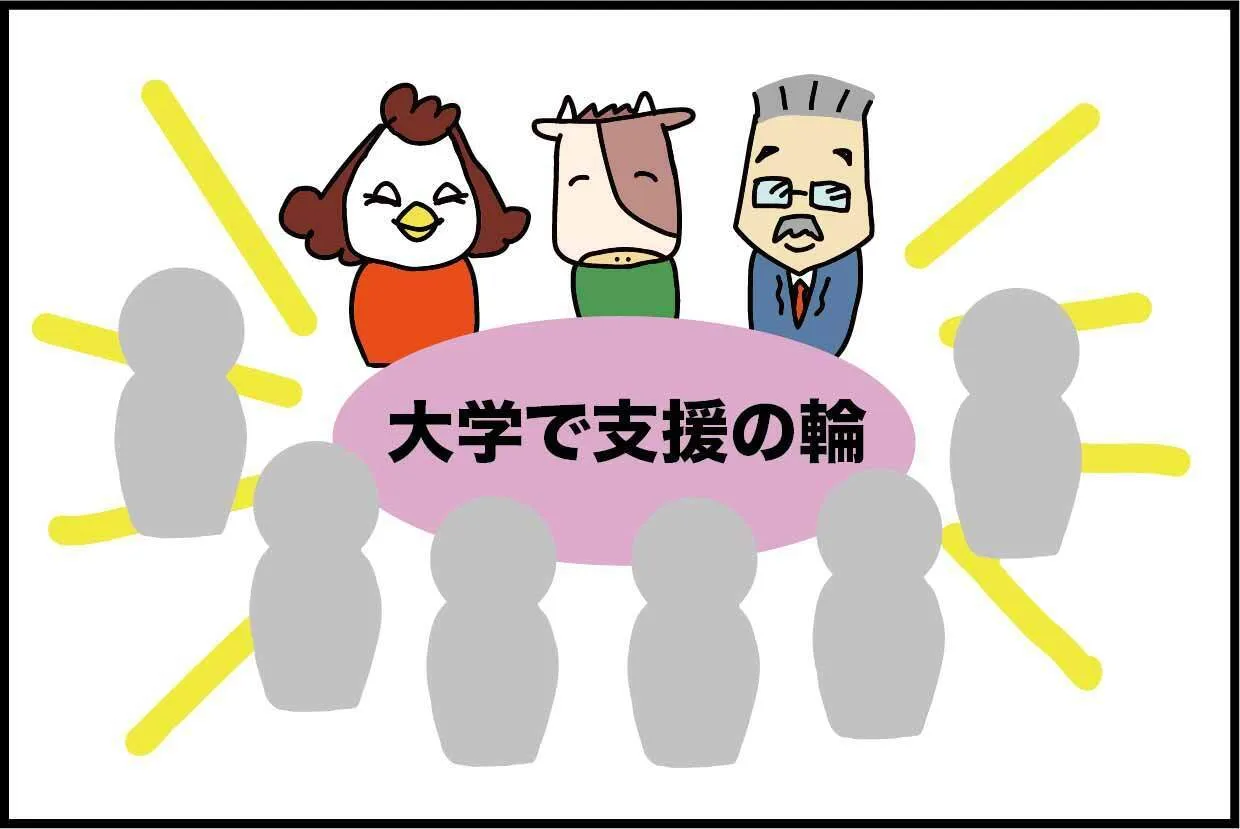 大学の入学式が終わった後、担当教授から次男への合理的配慮のサポート体制の紹介を受ける