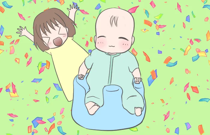 早産児の息子は1歳でお座り成功！