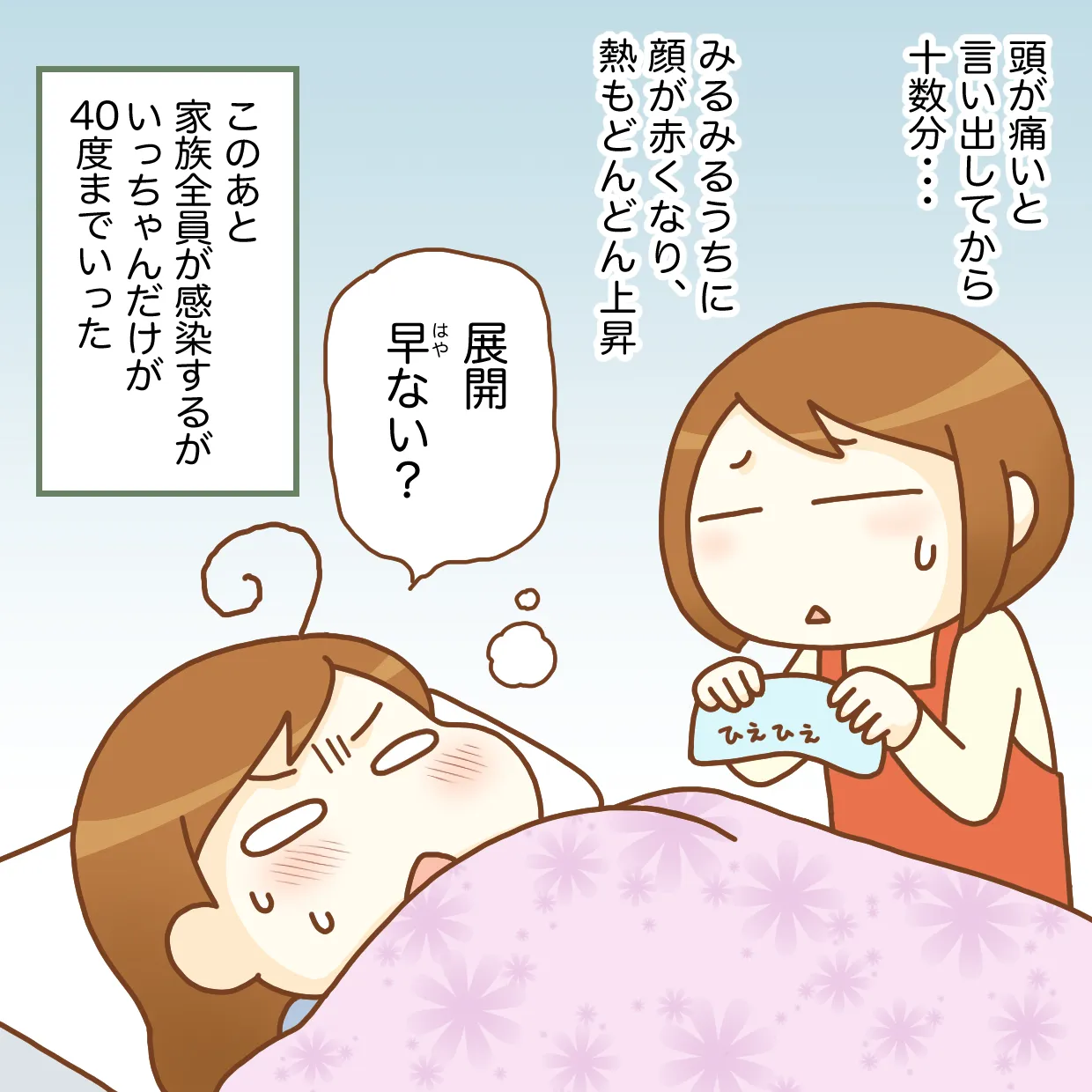 異常に気がついてすぐに熱が急上昇！ 「展開早ない？」といういっちゃん。