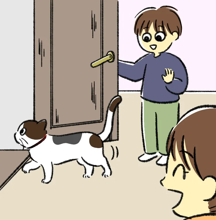 「リビングのドアを開けて、猫を退室させること」をあみだした息子