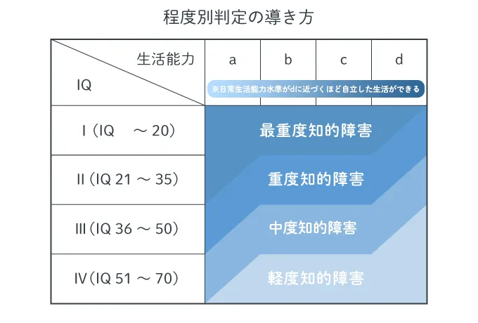 知的障害 程度別判定の導き方