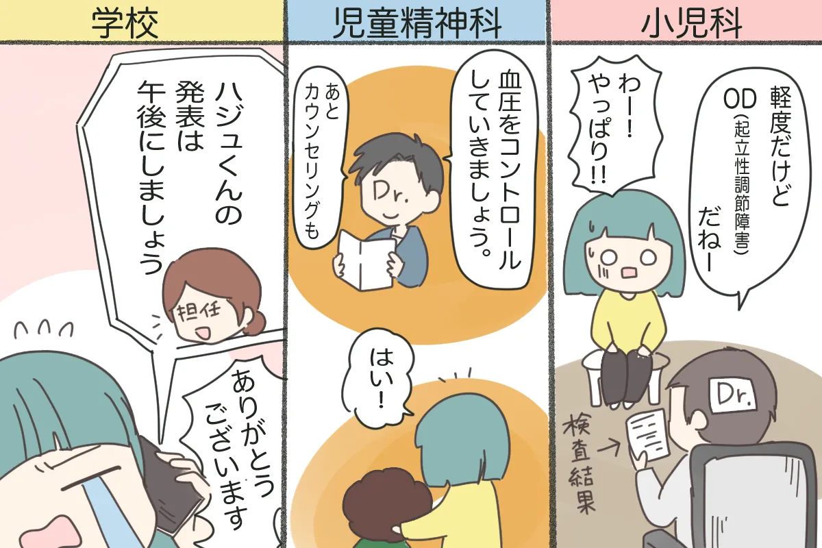 小児科、児童精神科、学校と連携
