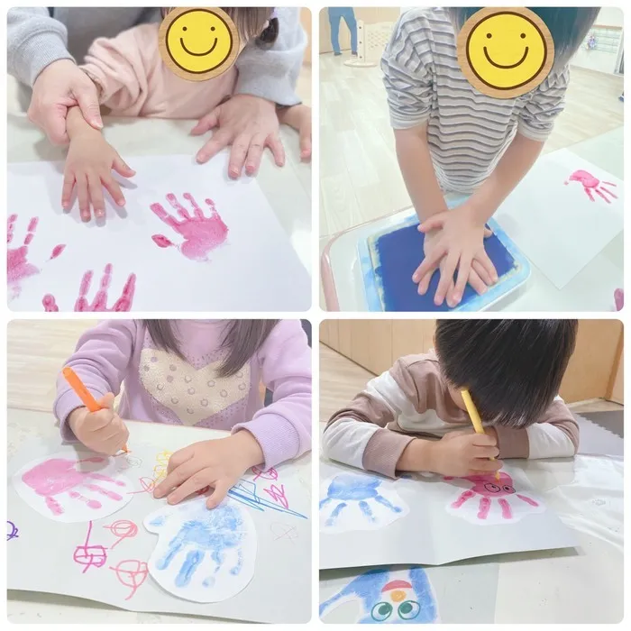 めるへんキッズ南大井園【見学随時受付中！】/✋手型スタンプ＆身長測定📏 ＼大きくなったね／