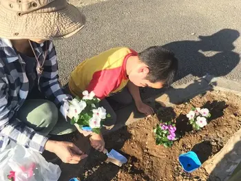 総合発達支援デイサービス　きぼう/放課後等デイサービスの活動　お花を植えています