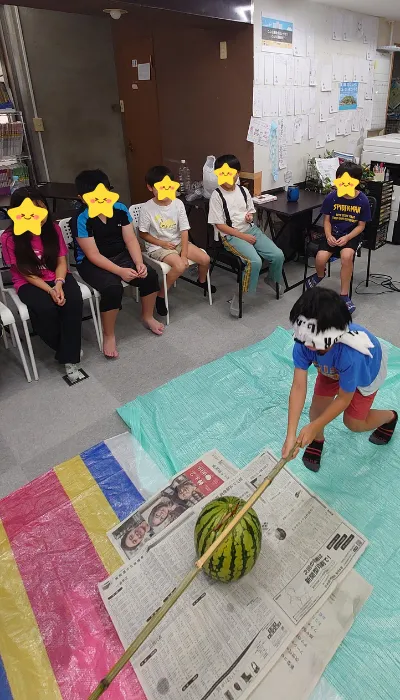 伸栄学習会　相之川教室/夏のイベント第二弾！流しそうめん＆スイカ割り！