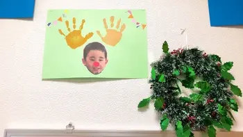こぱんはうすさくら 立川幸町教室/クリスマス制作～手形でトナカイの角作り～