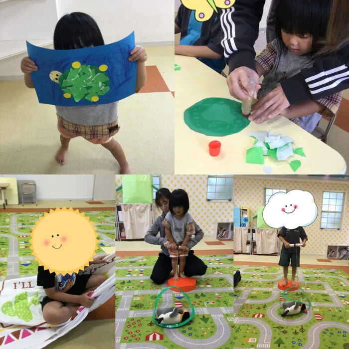 キッズフロンティアⅠ番館/輪投げくるくるゲーム🐢カメの制作