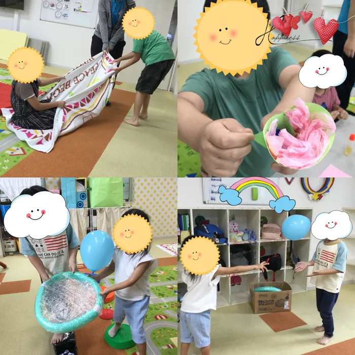 キッズフロンティアⅠ番館/父の日制作👔タオルでソリ遊び🛷