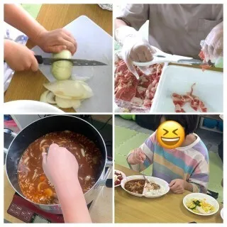 【楽しいイベント盛りだくさん！】　放課後等デイサービスアクティブ/お昼ごはんの日　～ハヤシライス🍛・🍅🥒～