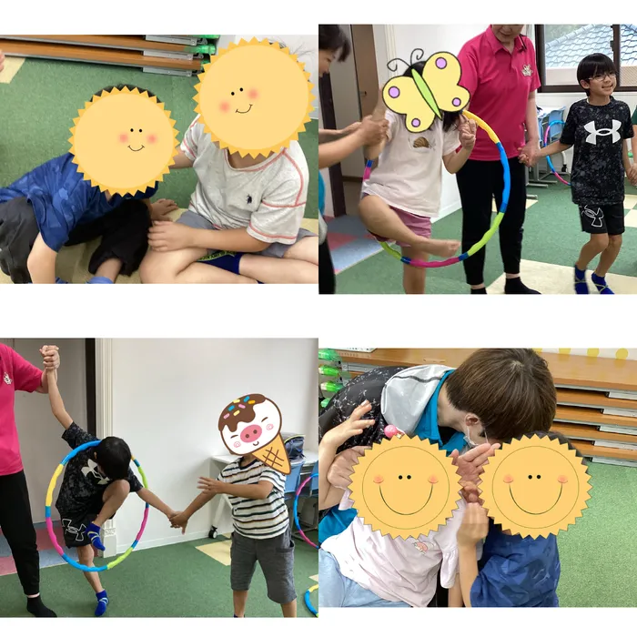 キッズフロンティア Ⅱ番館　幼児クラス/フラフープくぐり･伝言ゲーム📣🎈