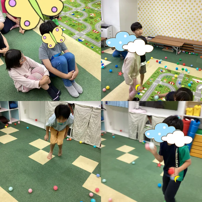 キッズフロンティア Ⅱ番館　幼児クラス/ボール陣地ゲーム・玉入れ