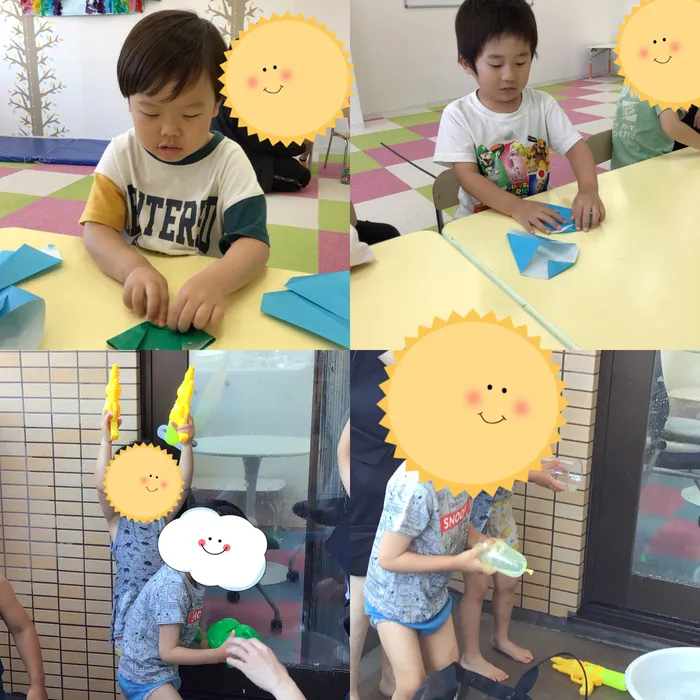 キッズフロンティア Ⅱ番館　幼児クラス/💧水遊び🔫折り紙🐸💧