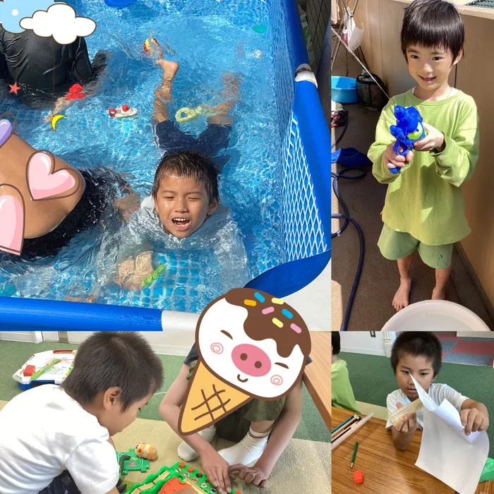 キッズフロンティア Ⅱ番館　幼児クラス/🎐夏祭り制作・水遊び🎐