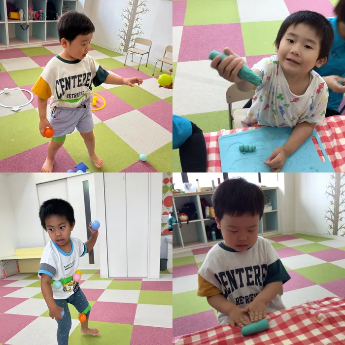 キッズフロンティア Ⅱ番館　幼児クラス/玉入れ！粘土🐍
