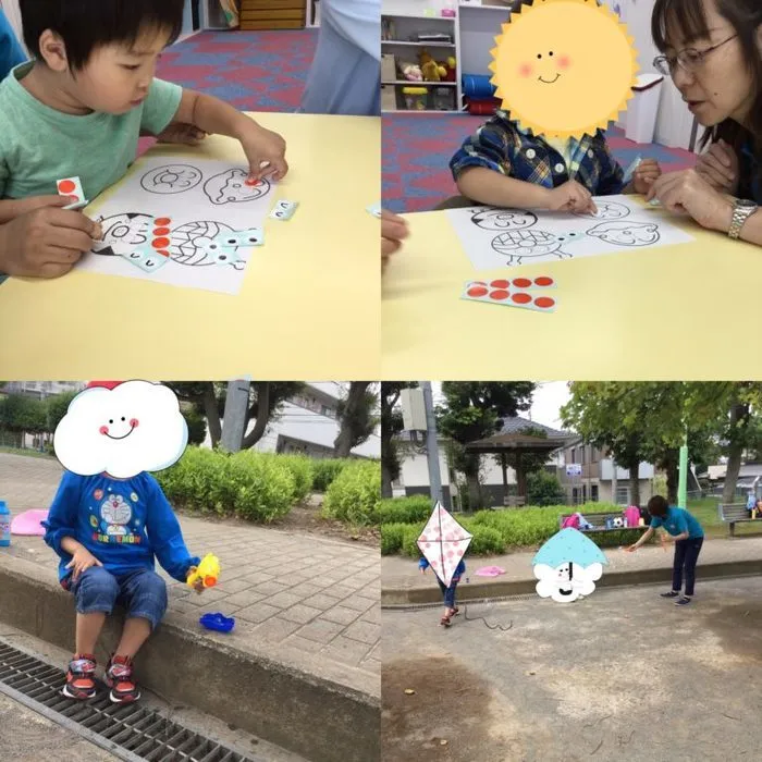 キッズフロンティア Ⅱ番館　幼児クラス/上手に貼れたよ‼