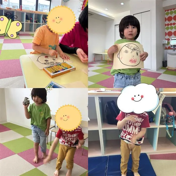 キッズフロンティア Ⅱ番館　幼児クラス/⭐新聞遊び・自分の顔⭐