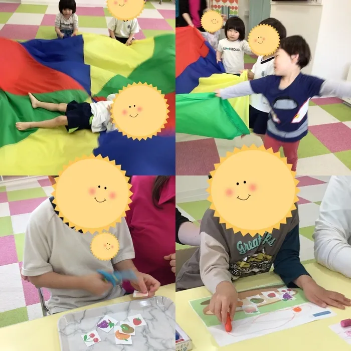 キッズフロンティア Ⅱ番館　幼児クラス/パラバルーン⭐はさみ✂
