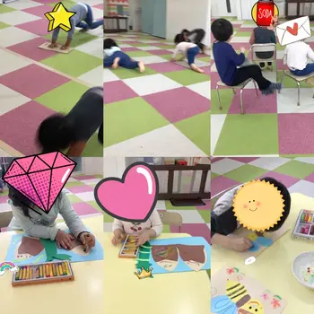 キッズフロンティア Ⅱ番館　幼児クラス/椅子取りゲームとはさみ・のりで製作✂