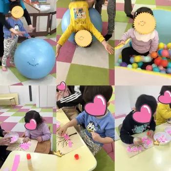 キッズフロンティア Ⅱ番館　幼児クラス/ボールと桜制作🌞