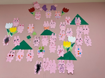 コペルプラス藤沢教室/4月の壁面🐰
