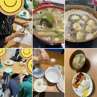 児童・放課後デイHOPE/お昼ご飯に豚汁と串カツ、おにぎりを作りました。