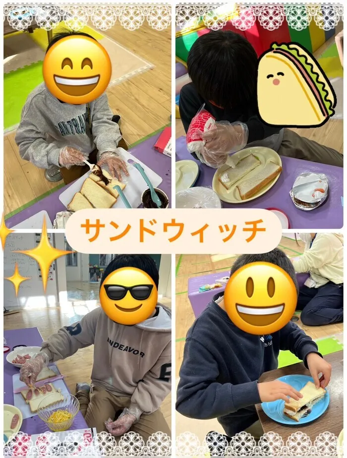 【人気大型遊具設置♪】放課後等デイサービス　癒しの森Kids　みくりや/おやつクッキング🥪サンドウィッチ