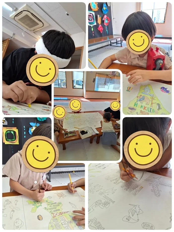 児童発達支援・放課後等デイサービス　まりも平野/9月2日　塗り絵から日本を知ろう！