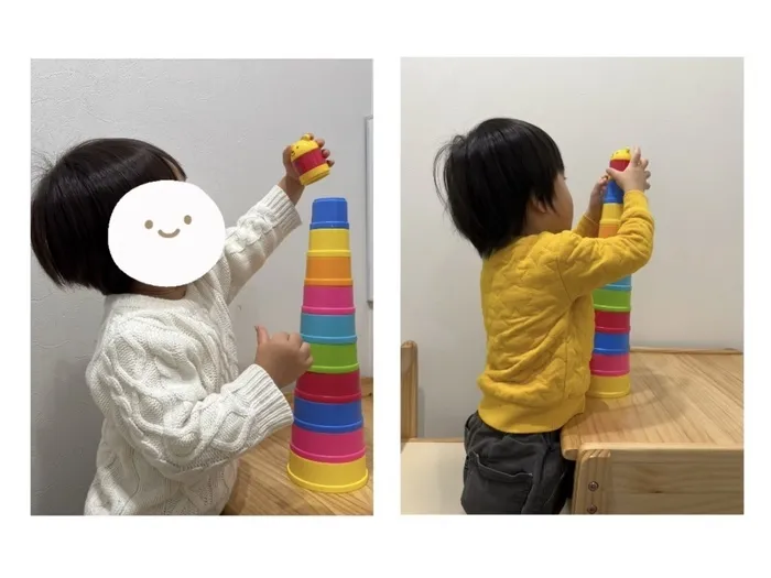 【『療育』と『保育』の二本柱で個別も集団も対応！】せかいのかたち/個別療育:カップ積み🐻
