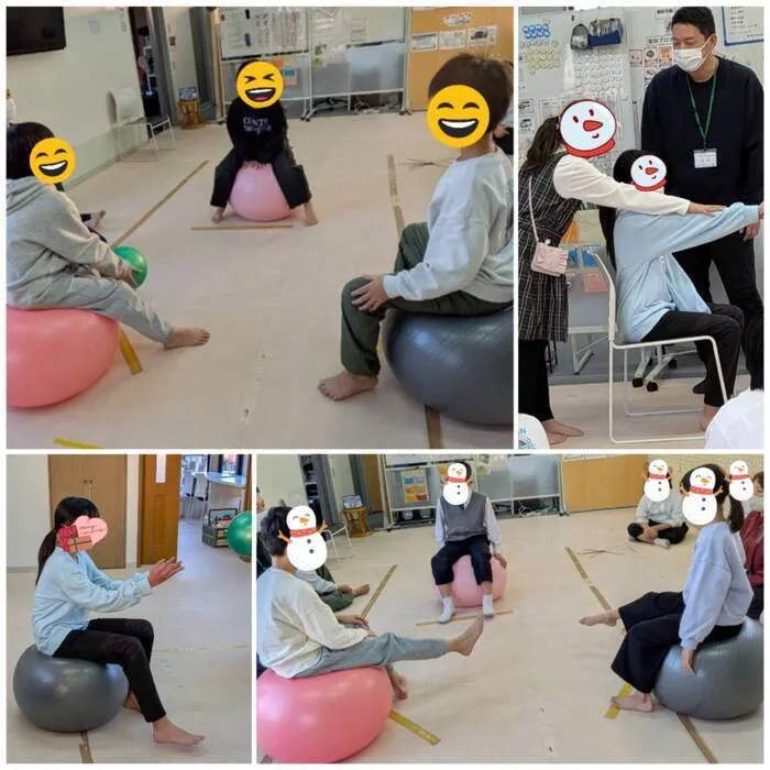 キッズライフ東福岡/12/5_運動遊び♬バランスボールでボールキャッチ