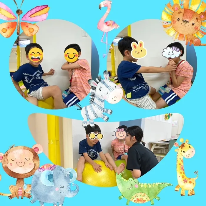 きりんのあくび　kids　ながせ/🌈夏休みの一コマ🌈✨バランスボール編✨