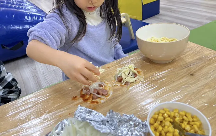 きりんのあくび　kids　ながせ/おやつにピザ作り🍕