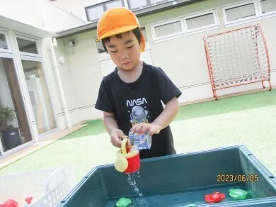 中庭で運動活動もできます