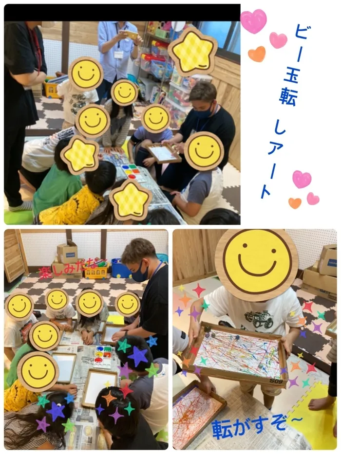 【遊び×社会性】放課後等デイサービス　癒しの森Kidsいくの/工作～ビー玉で転がしアート～