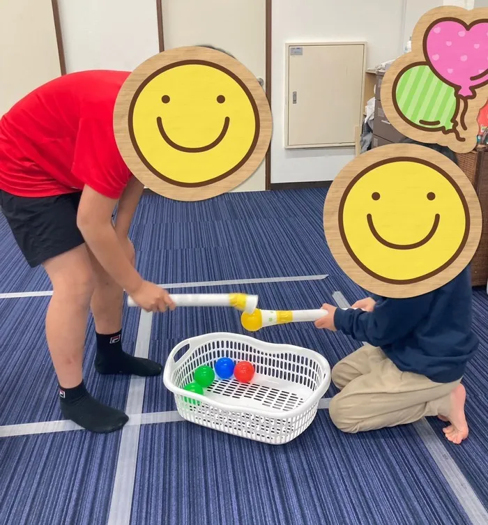 【姿勢を整える運動療育】 みらいーく初石/協力ボール仕分け