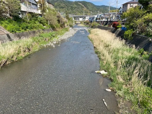 かぶとむしクラブ　番町/目の前には川が流れています。