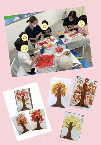 コプラス　中延教室/絵の具で紅葉の木を表現しよう♪
