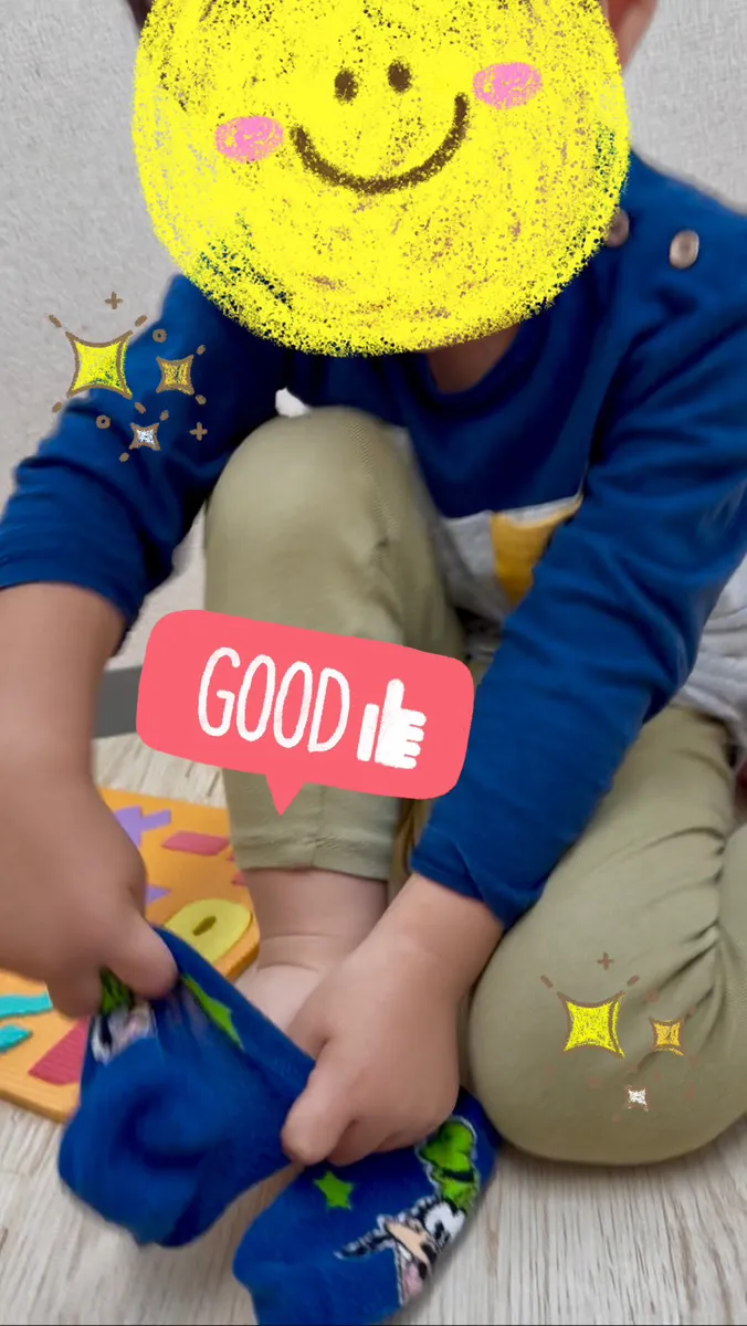 てらぴぁぽけっと　三郷駅前教室/教室の風景：🧦くつしたに挑戦😊