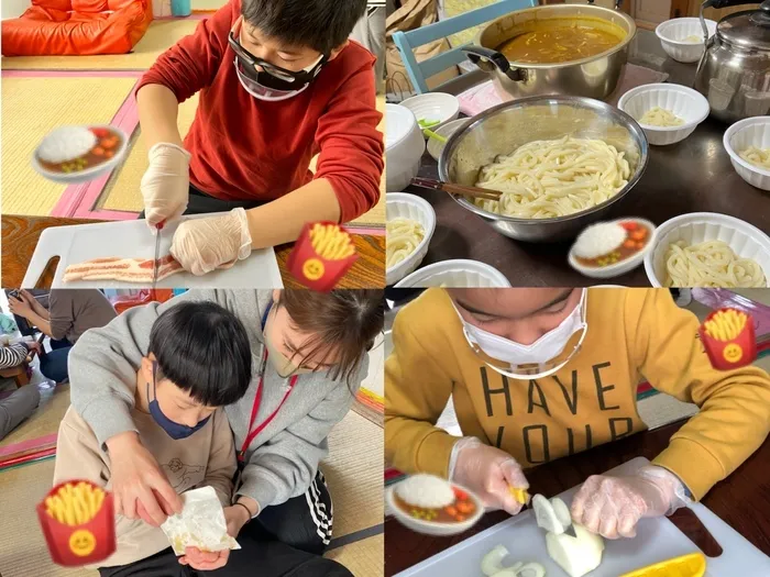 ライズ児童デイサービス楽音寺/カレーうどんとポテト🍛🍟