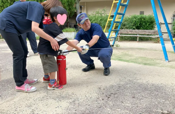 キッズとらいあんぐる/避難訓練・消火訓練をしたよ！
