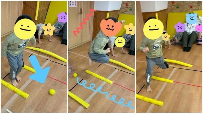 きりんのあくび　kids　ふせ/ボールをよ〜くみて👀避けていこう➰🏀🏃🏻‍➡️